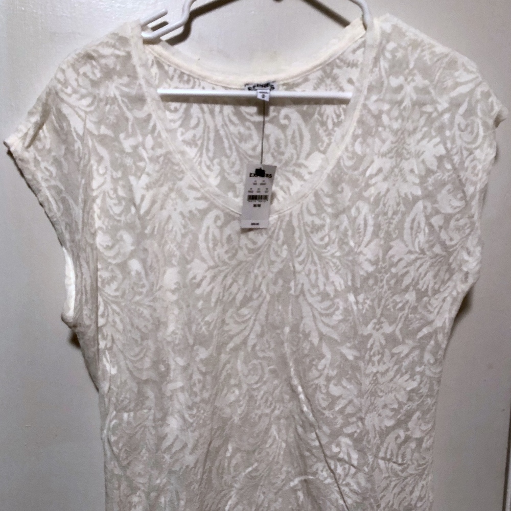 Express Sheer White Lace Sleeveless Top